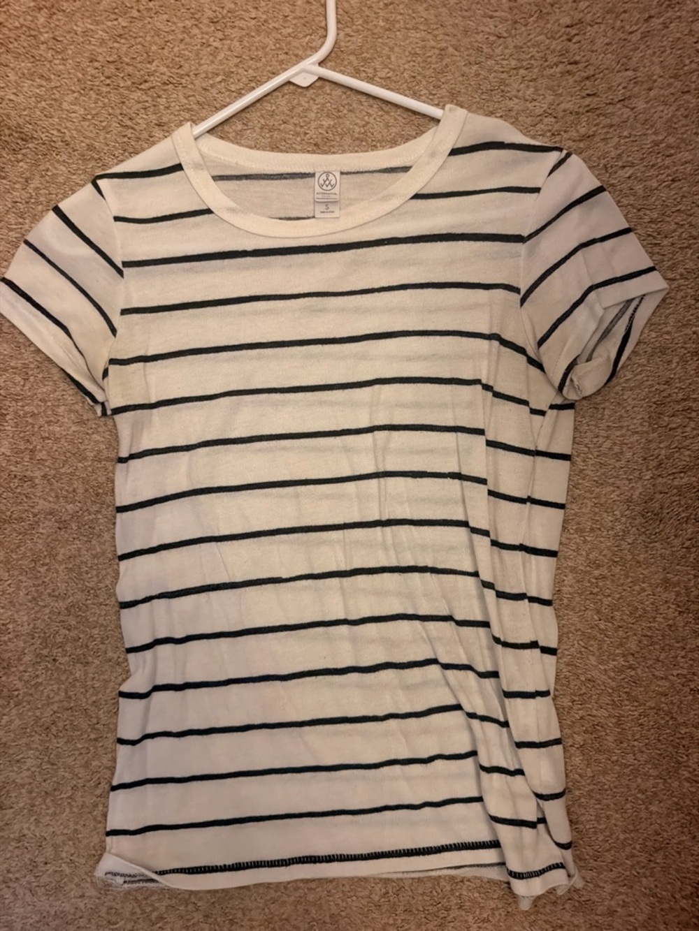 Alternative White Tee with Black Stripes - Short Sleeve Crew